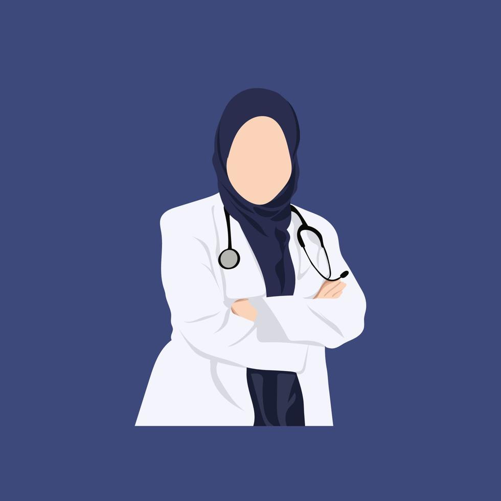 Doctor girl with hijab minimalist illustration vector