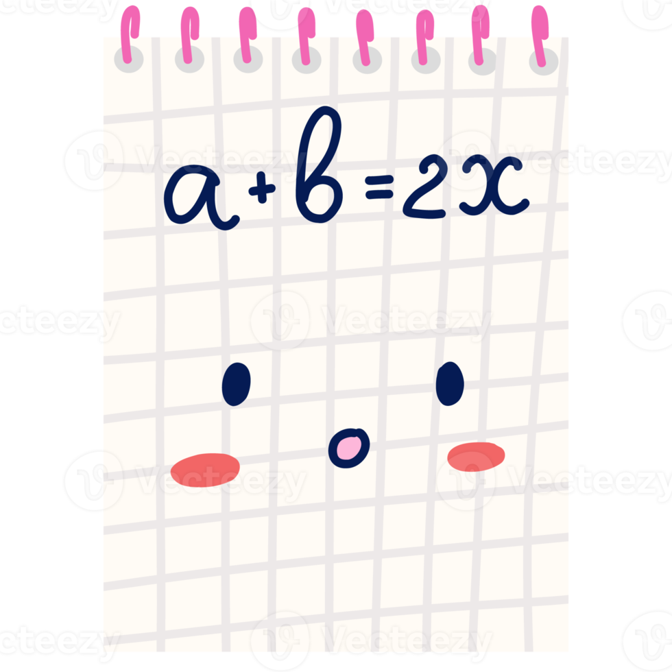 Cute draft notepad with eyes and cheeks in flat style png