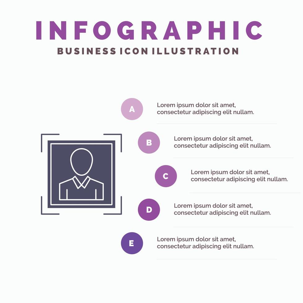 usuario id de usuario id imagen de perfil icono sólido infografía 5 pasos presentación antecedentes vector