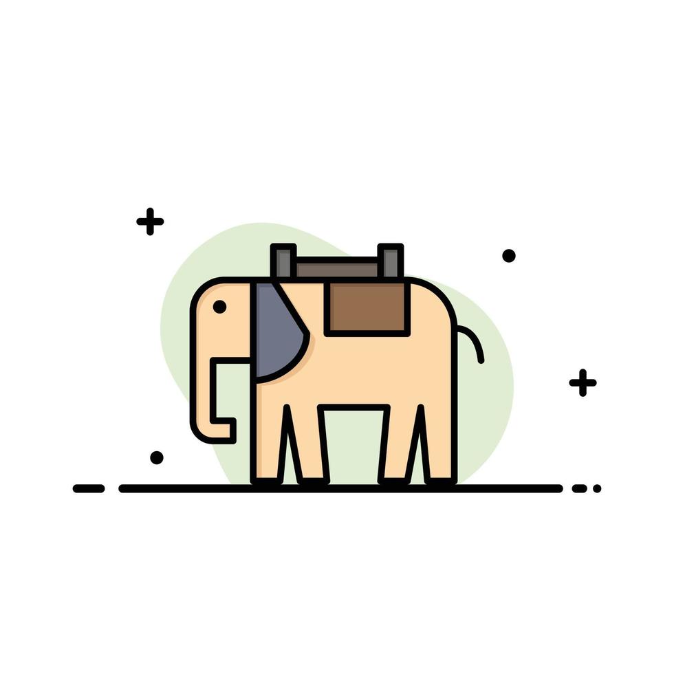 África animal elefante indio negocio línea plana lleno icono vector banner plantilla