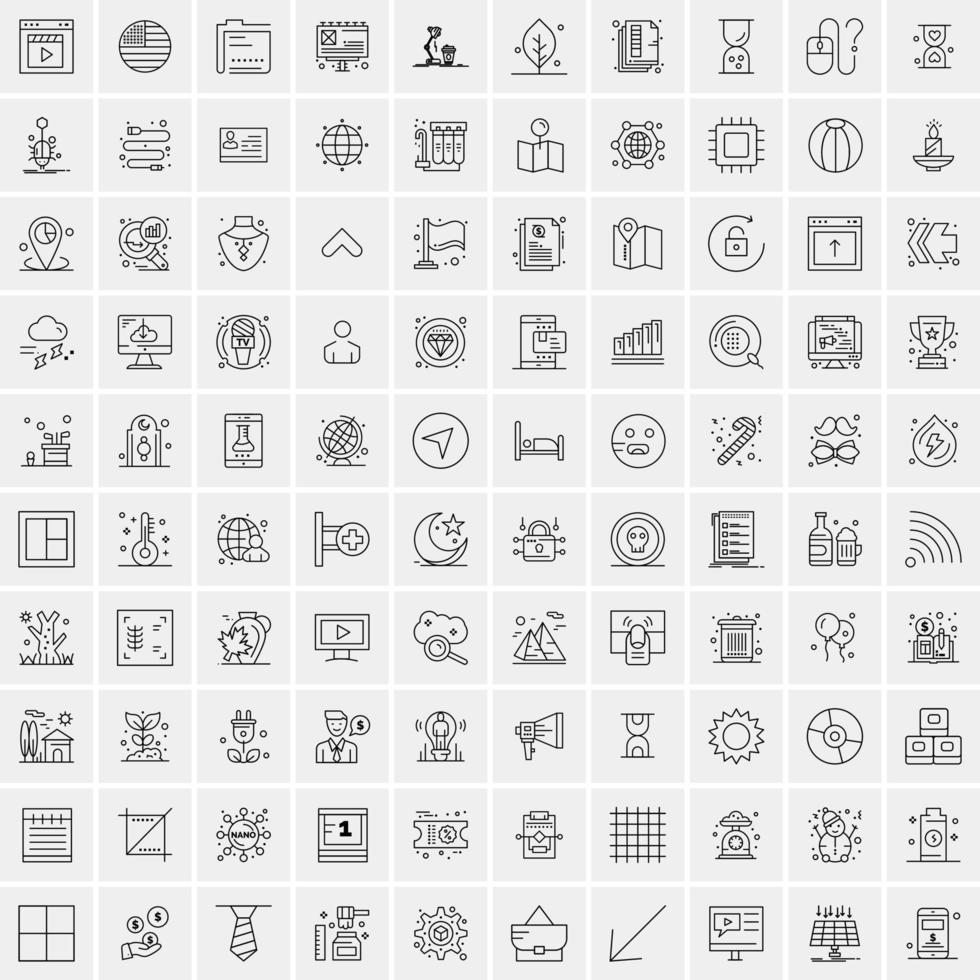 Pack of 100 Universal Line Icons for Mobile and Web vector