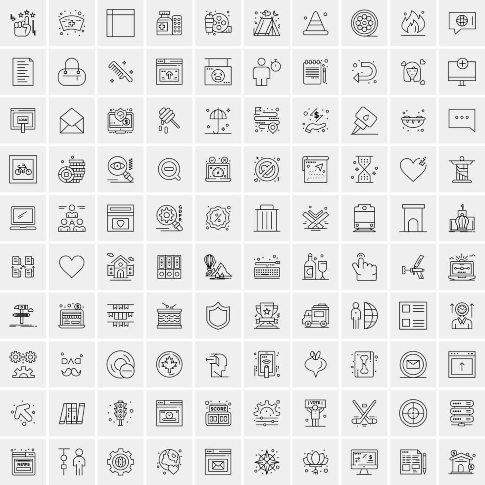 Pack of 100 Universal Line Icons for Mobile and Web vector