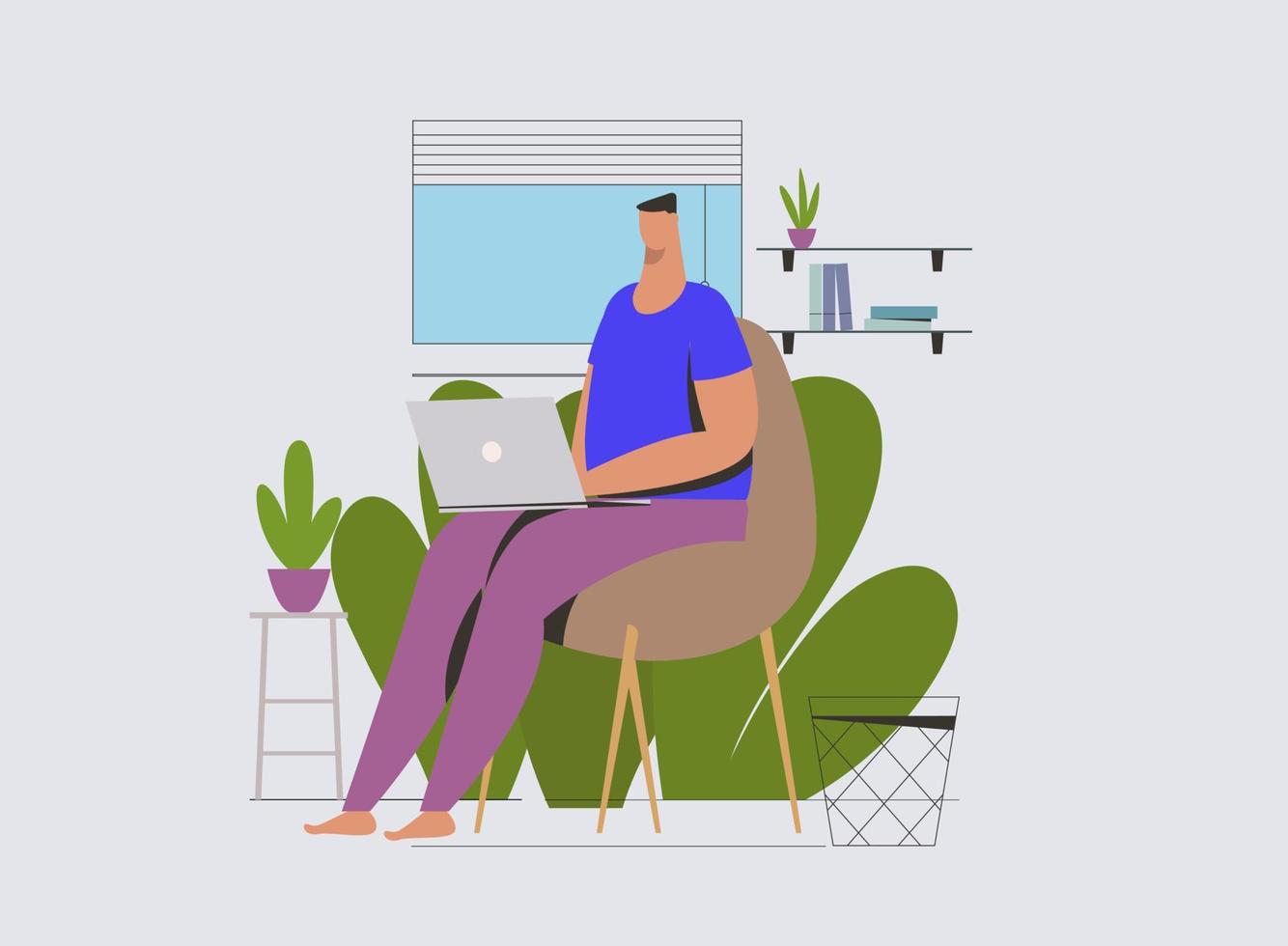 Man Work from Home Illustration vector