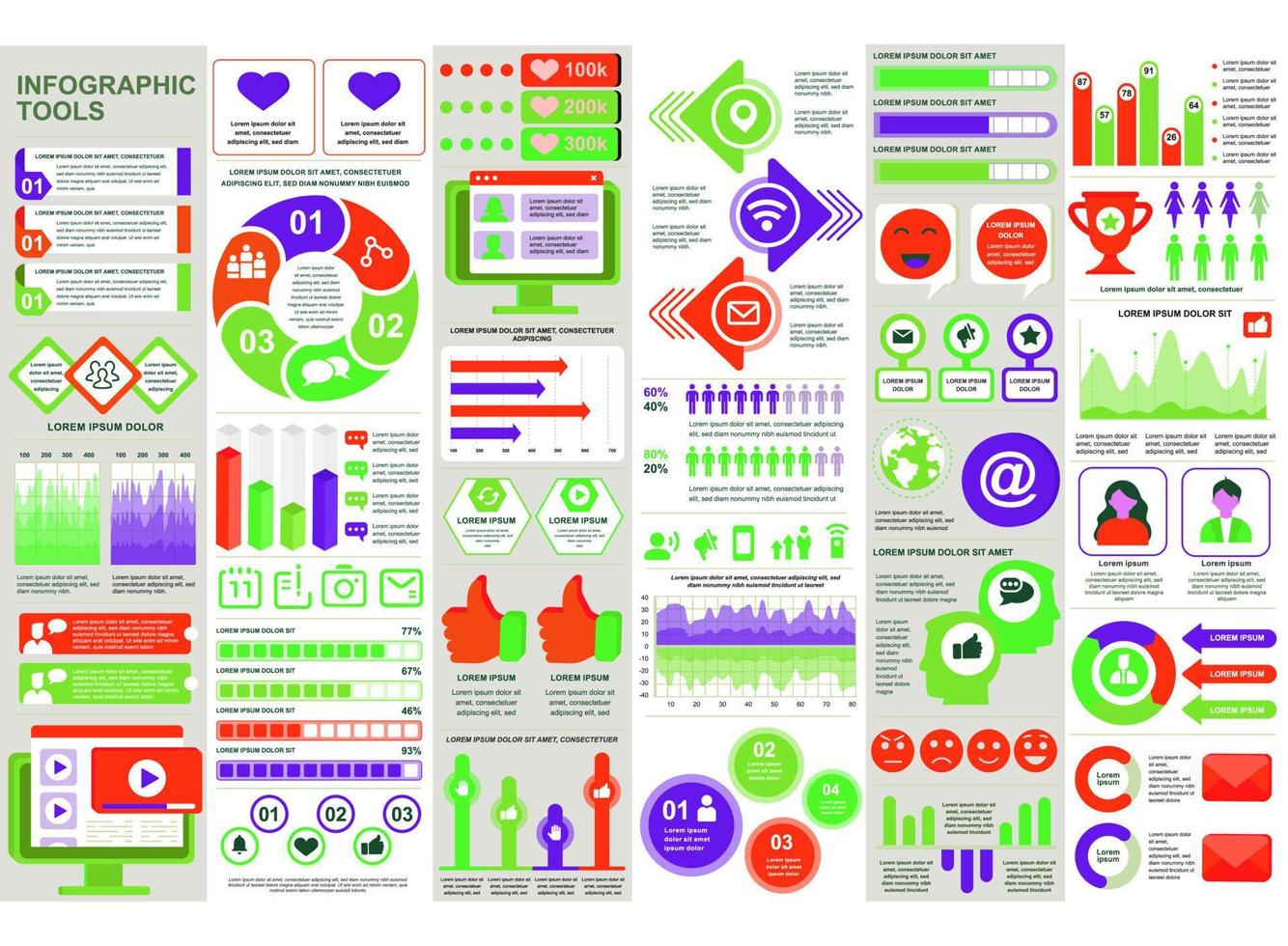 paquete infográfico de redes sociales vector