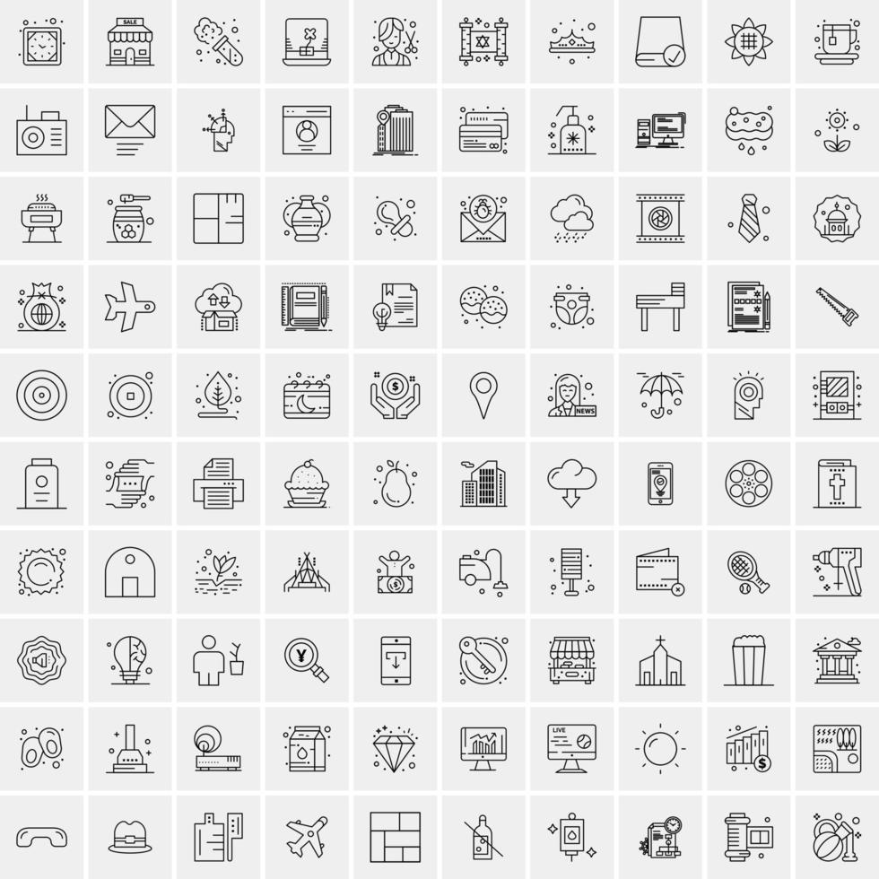 conjunto de 100 iconos de línea de negocios creativos vector