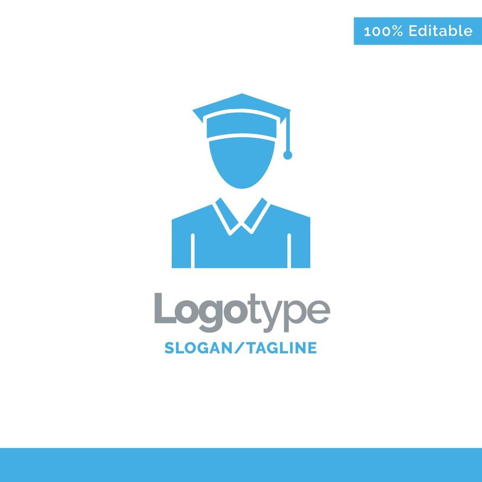 Cap Education Graduation Blue Solid Logo Template Place for Tagline vector