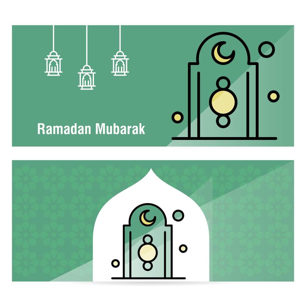 Ramadan Kareem concept banner with islamic  patterns vector