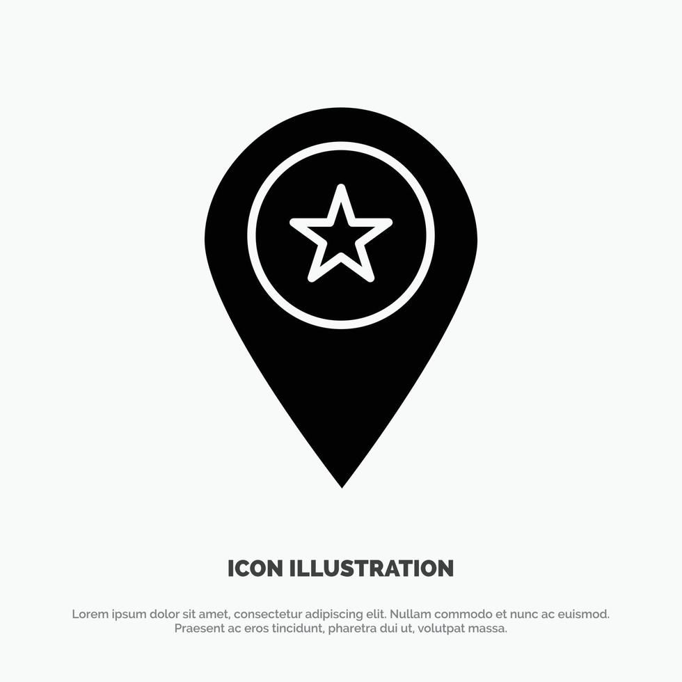 Star Location Map Marker Pin solid Glyph Icon vector