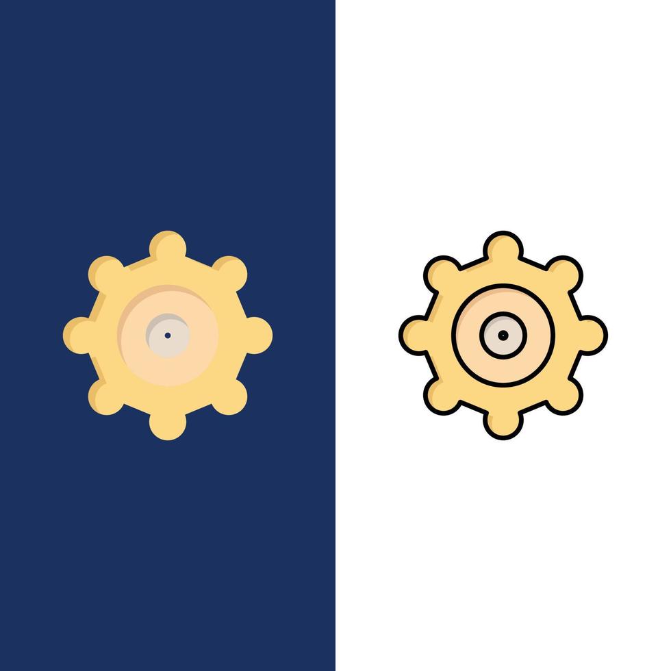 Setting Gear Icons Flat and Line Filled Icon Set Vector Blue Background