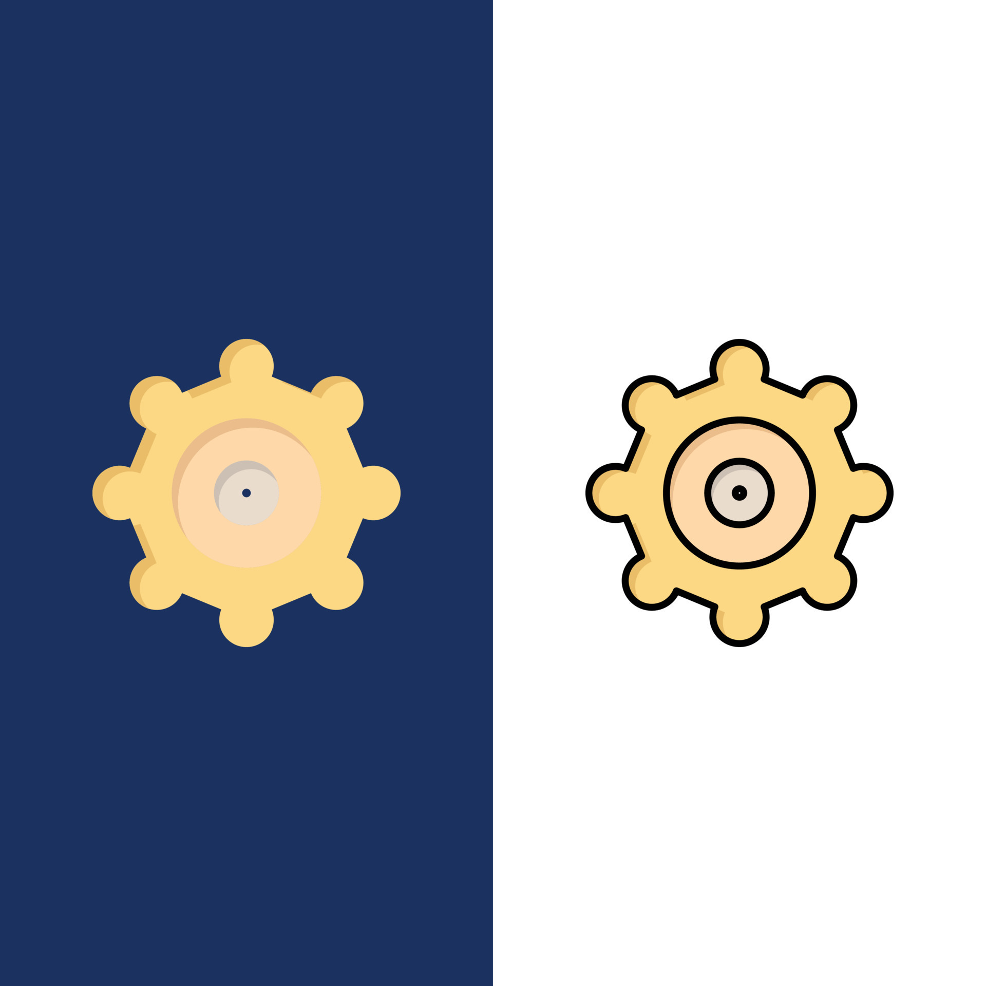 Setting Gear Icons Flat and Line Filled Icon Set Vector Blue Background ...