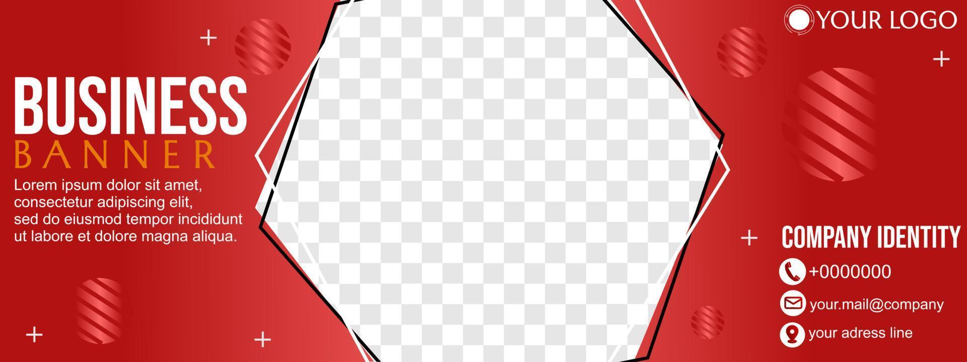 diseño de banner horizontal de negocios. diseño de banner moderno con color de fondo rojo. uso para banner, portada y encabezado. vector