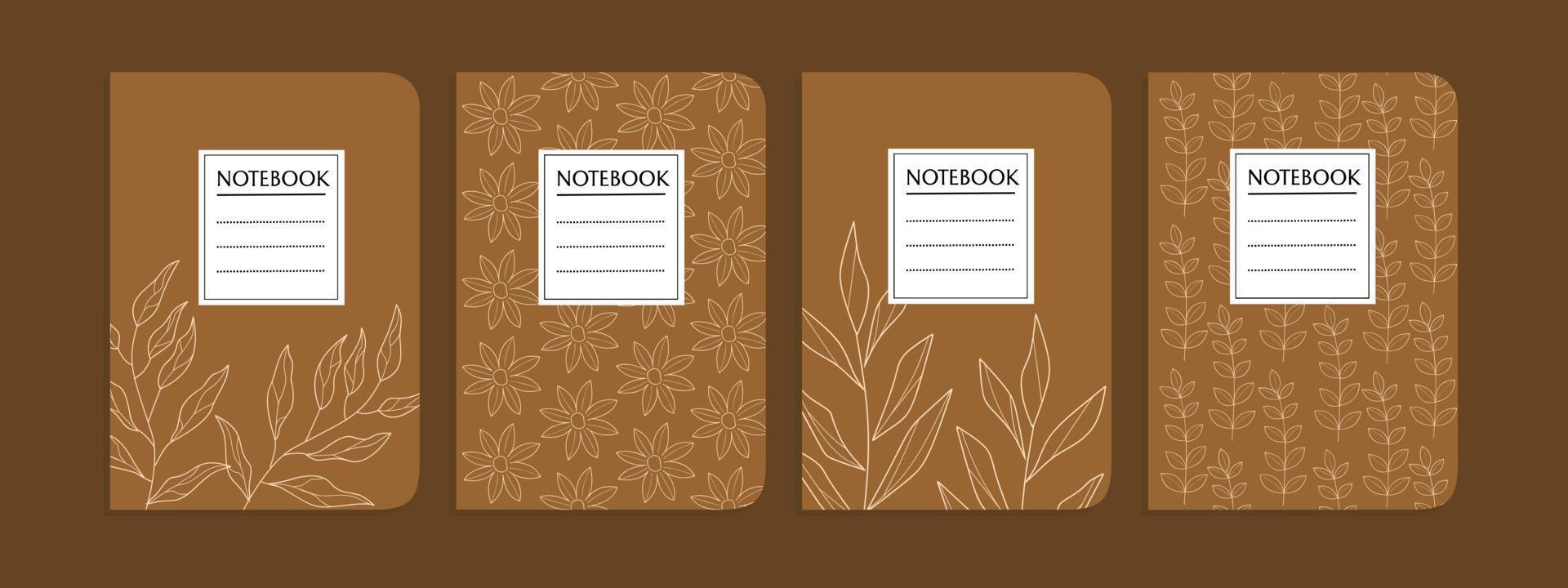 leaf line art notebook cover. abstract botanical pattern design.For notebooks, planners, brochures, books, catalogs.vector illustration vector