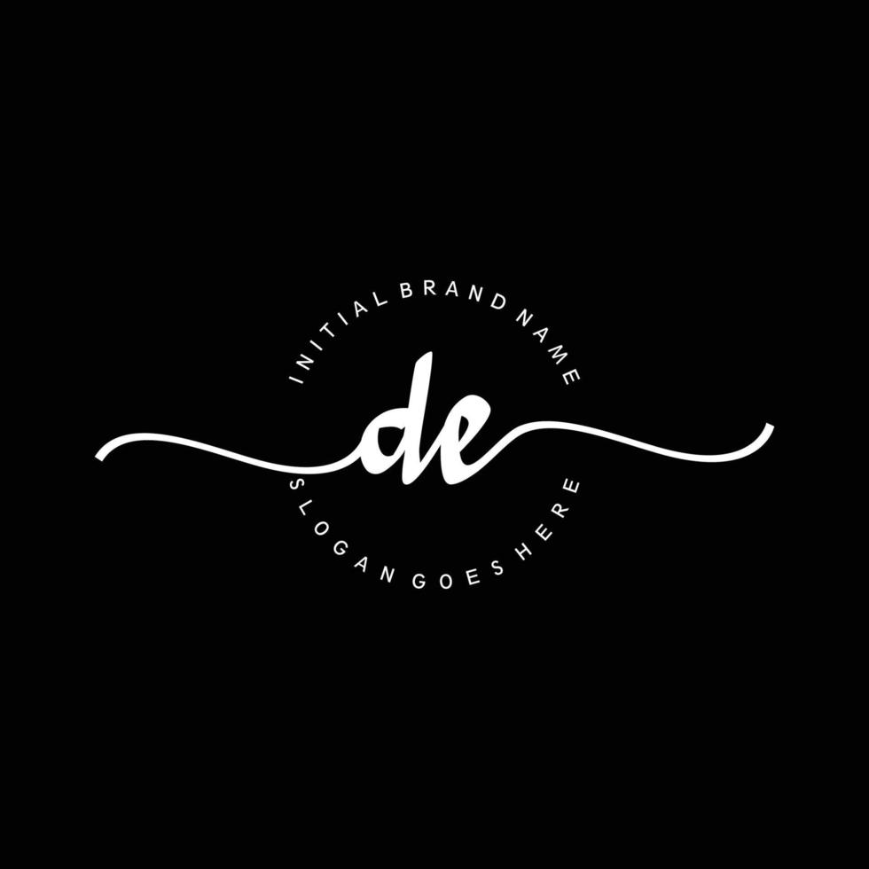 Initial DE handwriting logo template vector