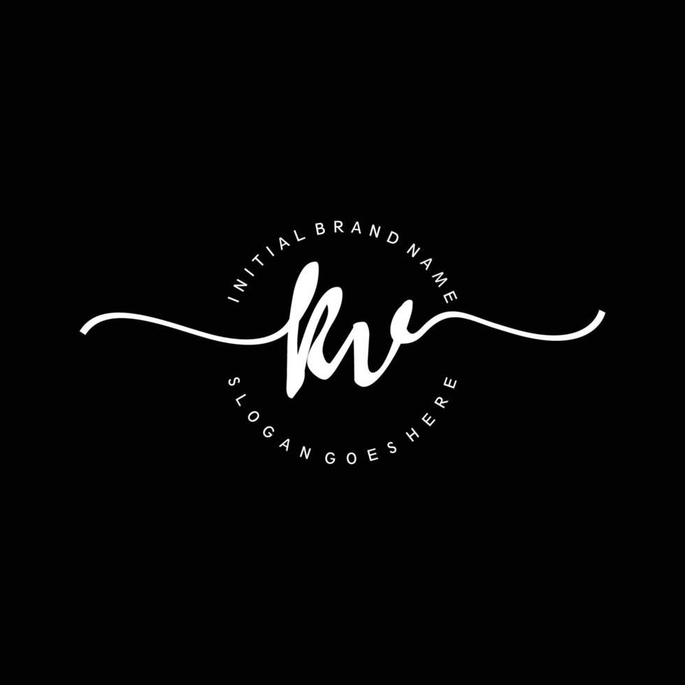 Initial KV handwriting logo template vector