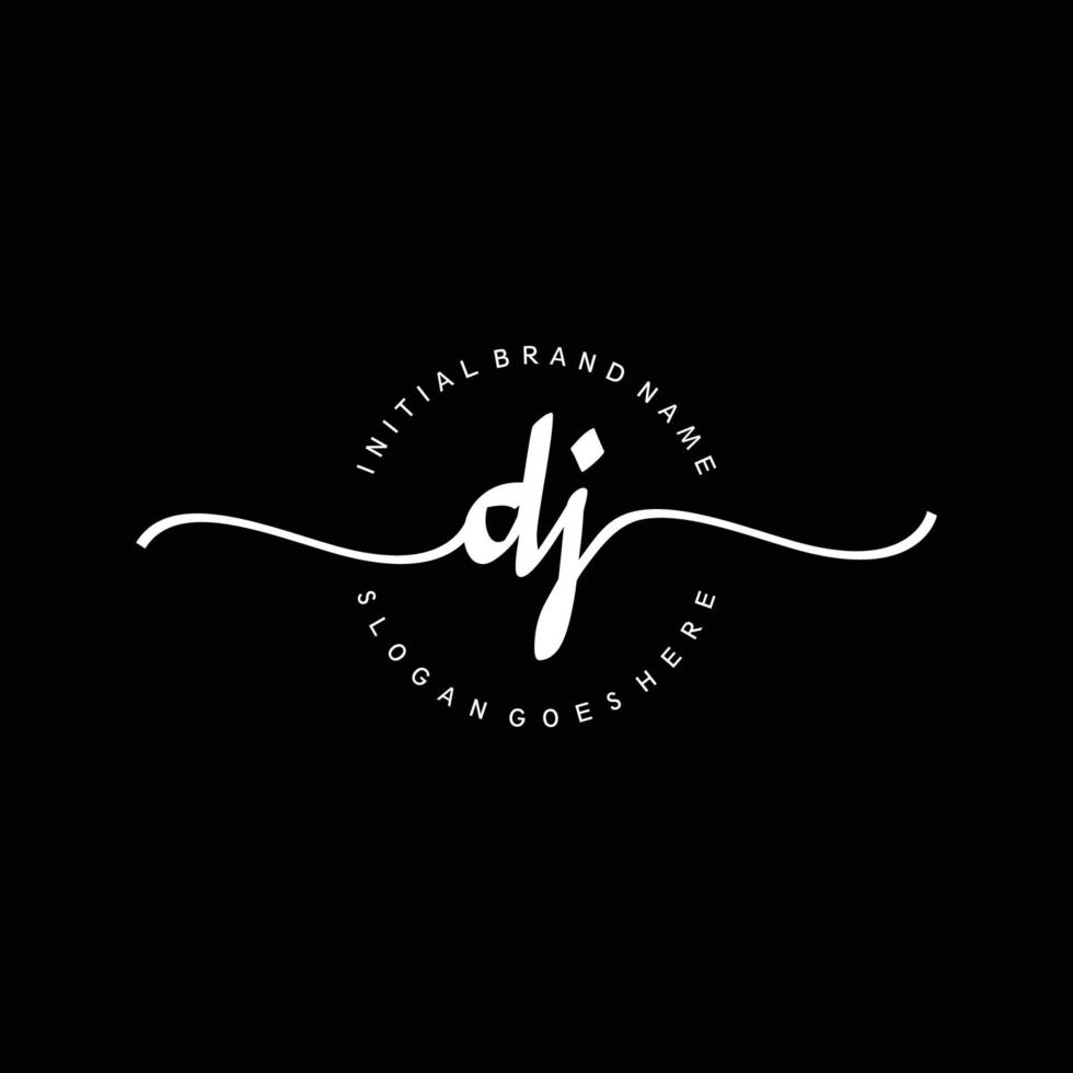 Initial DJ handwriting logo template vector