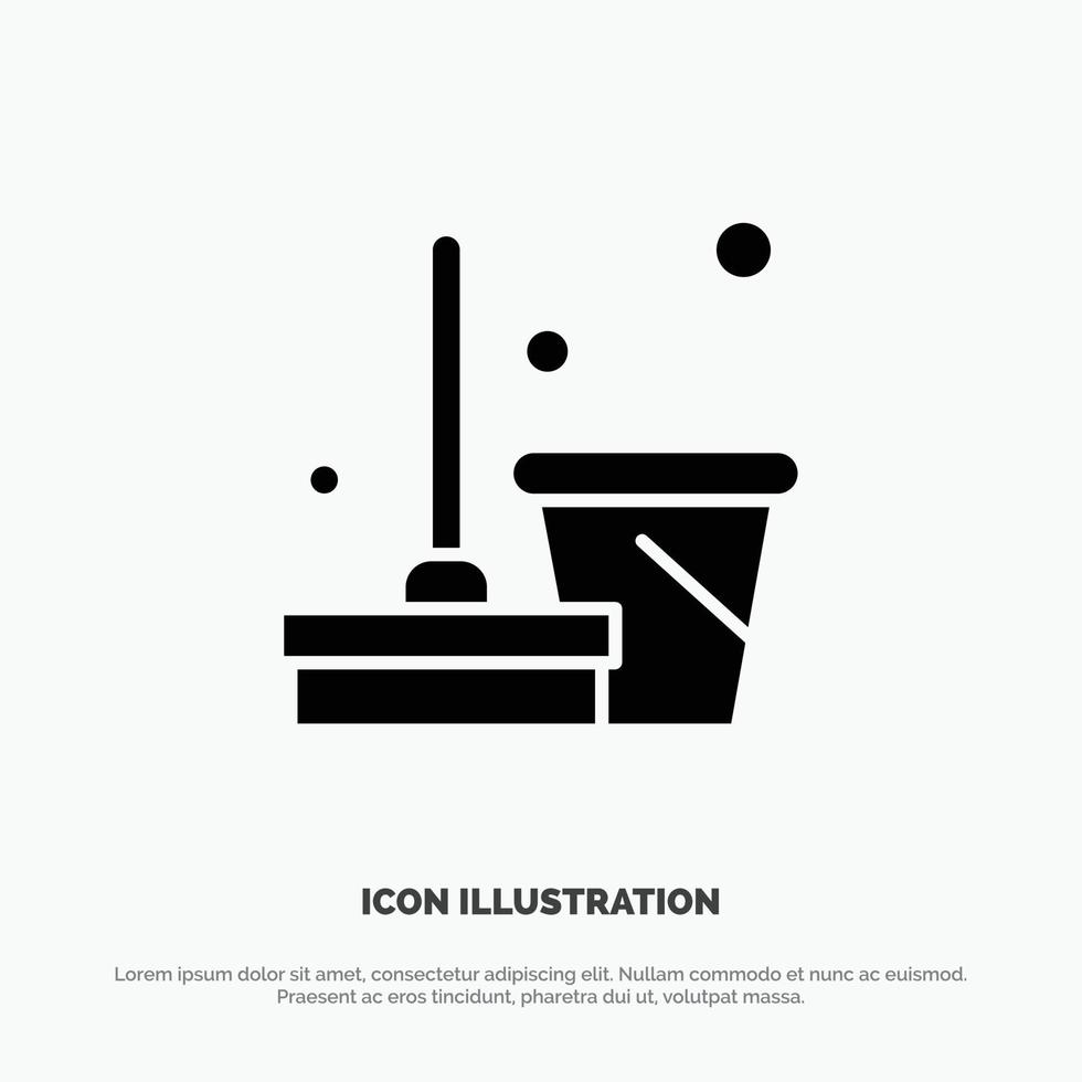Broom Clean Cleaning Sweep solid Glyph Icon vector