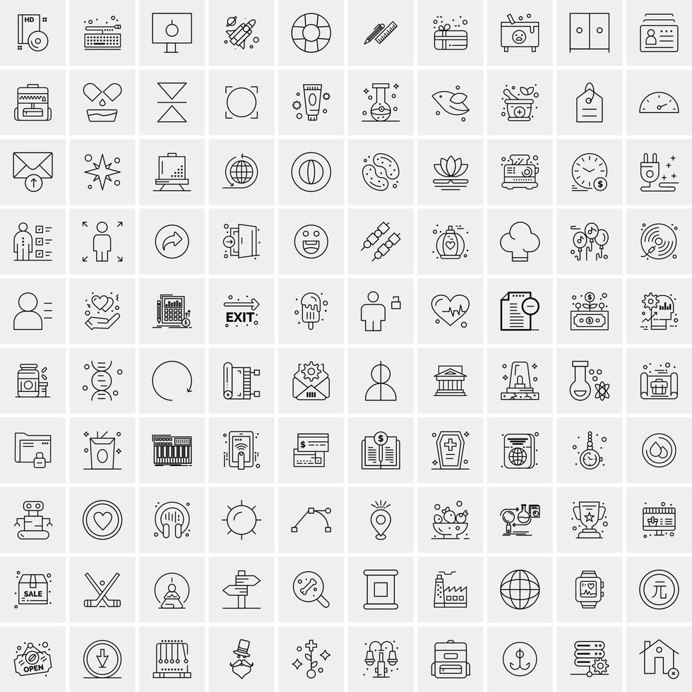 Pack of 100 Universal Line Icons for Mobile and Web vector