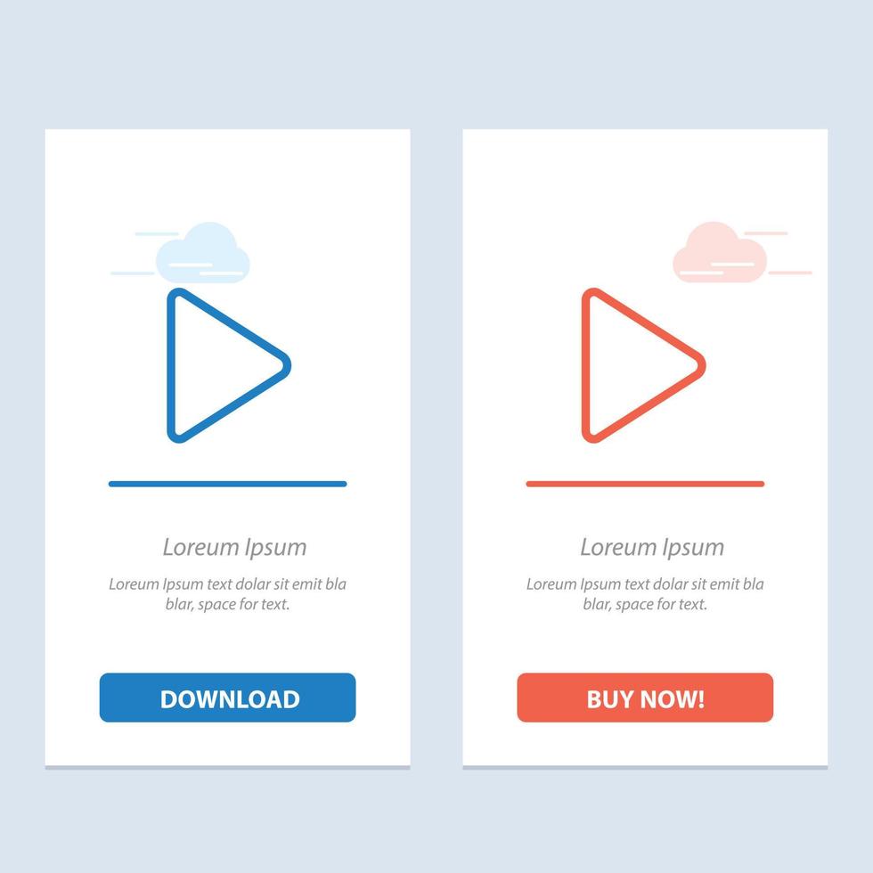 Control Media Play Video  Blue and Red Download and Buy Now web Widget Card Template vector