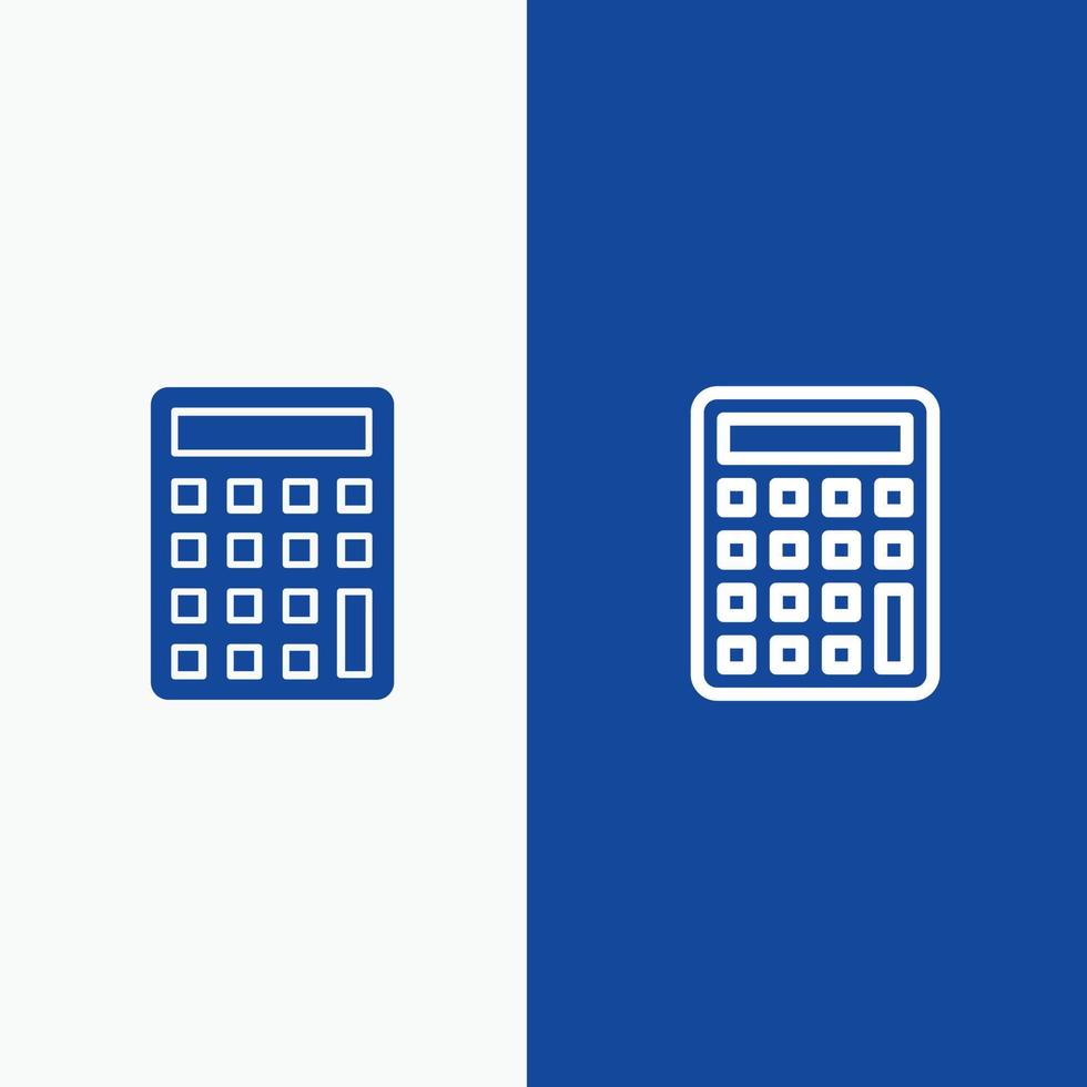 Calculator Calculate Education Line and Glyph Solid icon Blue banner Line and Glyph Solid icon Blue vector