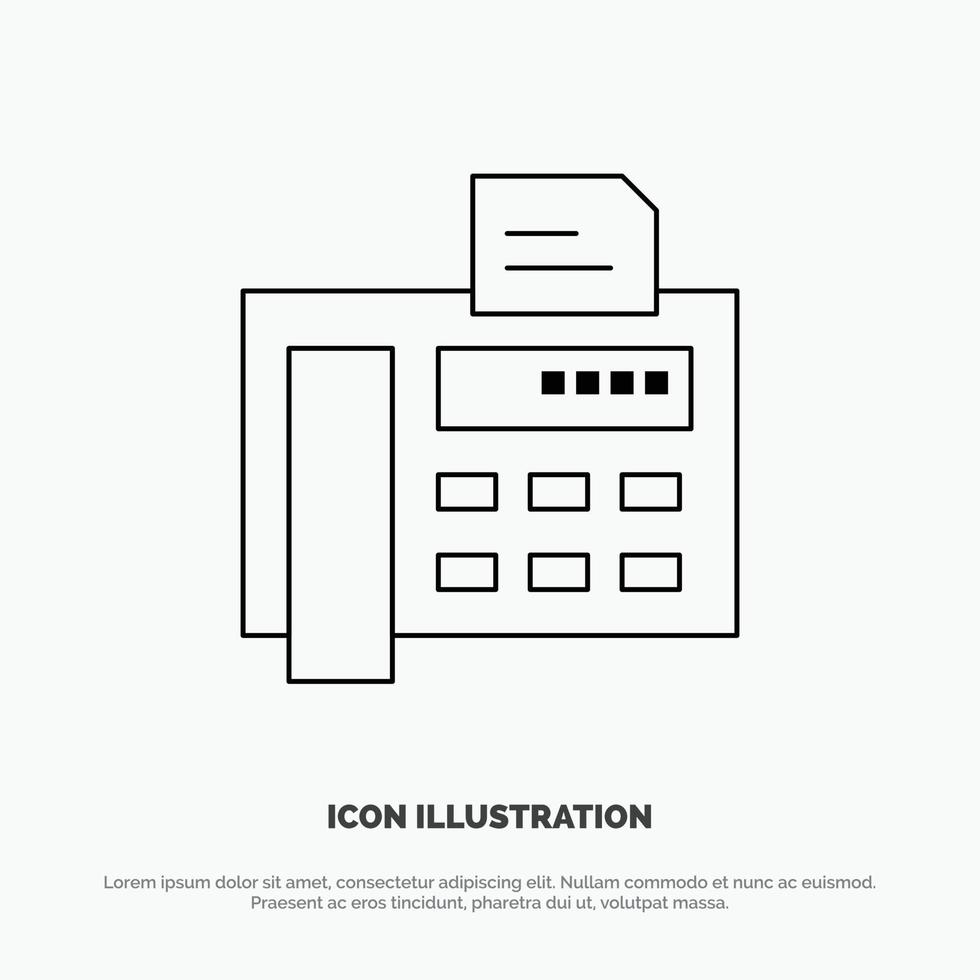 Fax Phone Typewriter Fax Machine Line Icon Vector