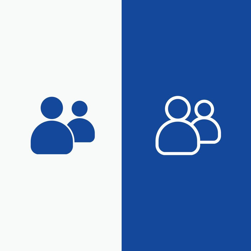 Friends Group Users Team Line and Glyph Solid icon Blue banner Line and Glyph Solid icon Blue banner vector