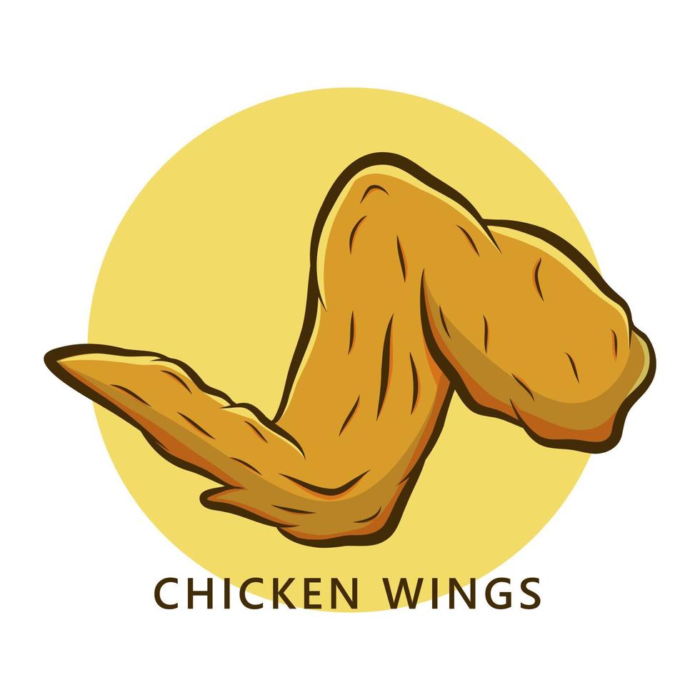 logotipo de alitas de pollo. ilustración de comida y bebida. etiqueta engomada del símbolo del icono de las aves de corral vector