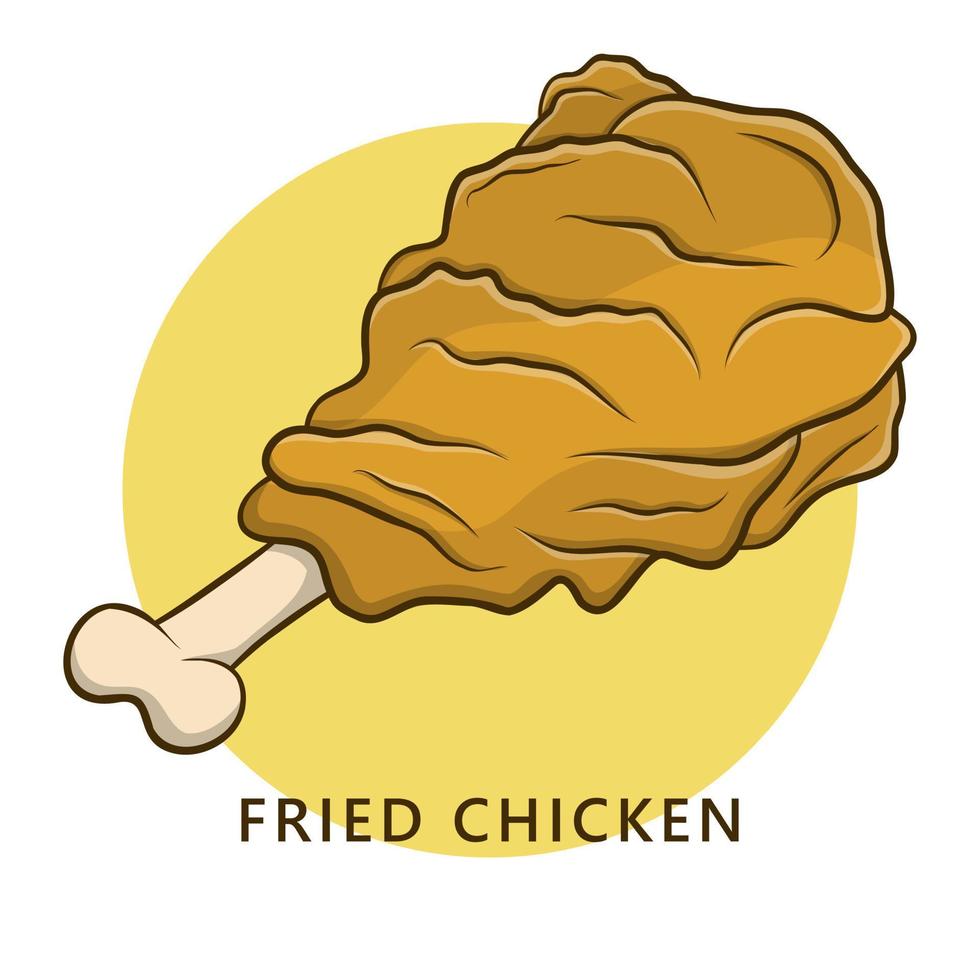 logotipo de pollo frito. ilustración de comida y bebida. pegatina de símbolo de icono de pollo crujiente vector