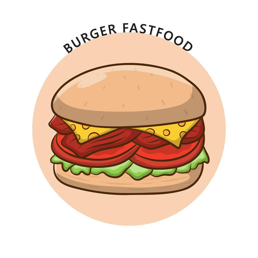 logotipo de hamburguesa. ilustración de comida y bebida. símbolo de icono de comida chatarra y comida rápida vector