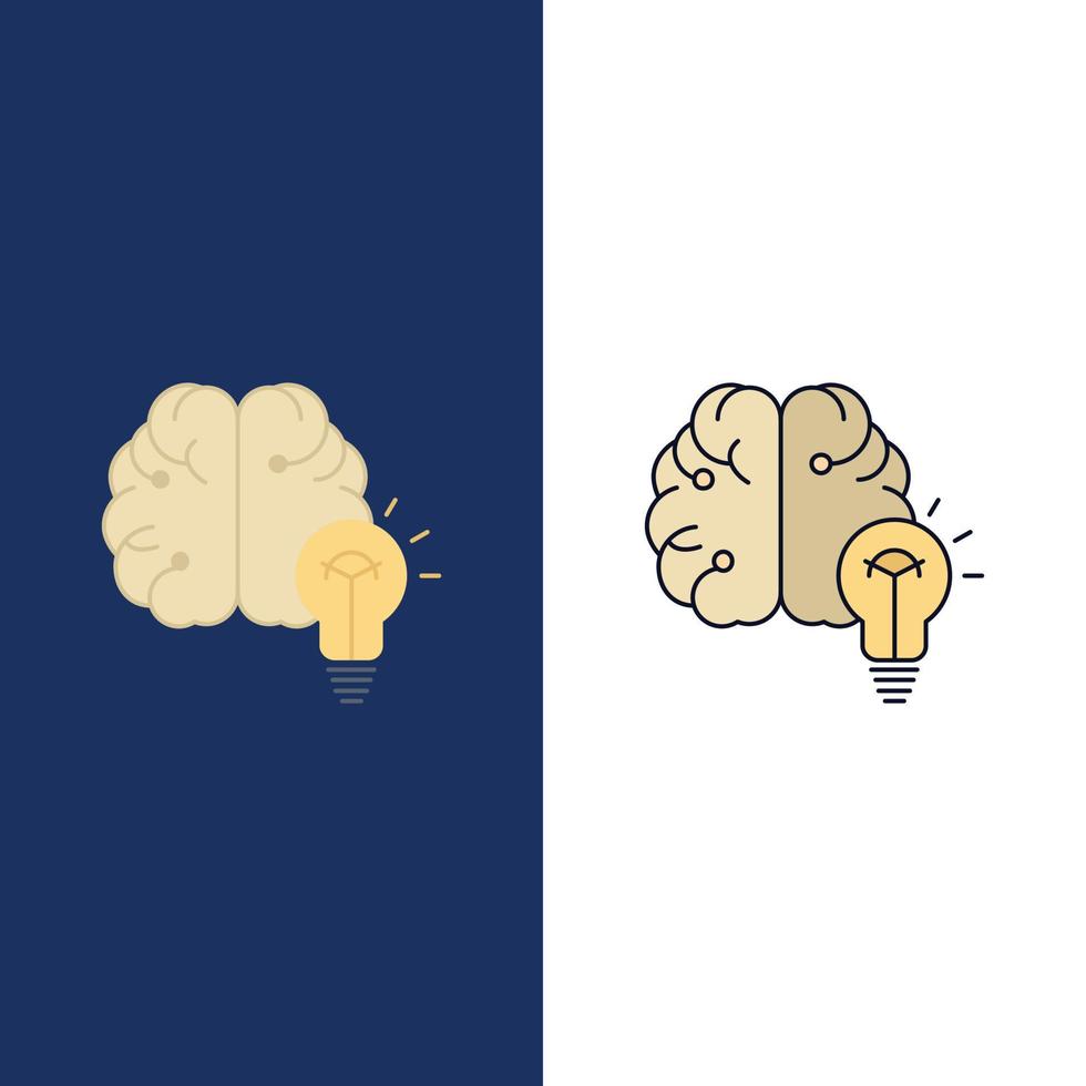 idea business brain mind bulb Flat Color Icon Vector