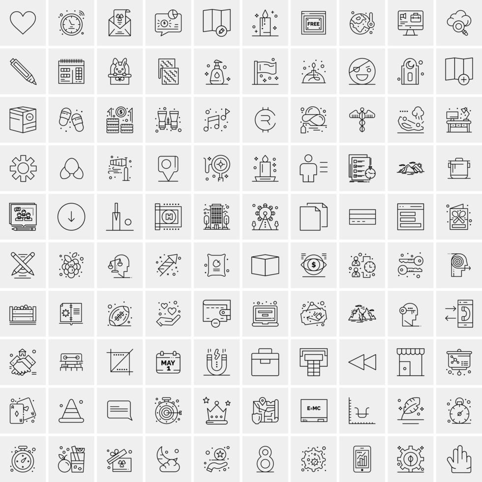 Pack of 100 Universal Line Icons for Mobile and Web vector