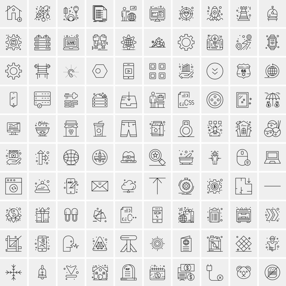 Pack of 100 Universal Line Icons for Mobile and Web vector