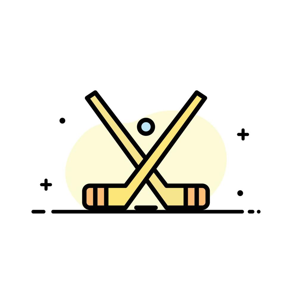 emblema hockey palo de hielo palos negocio línea plana icono lleno vector banner plantilla