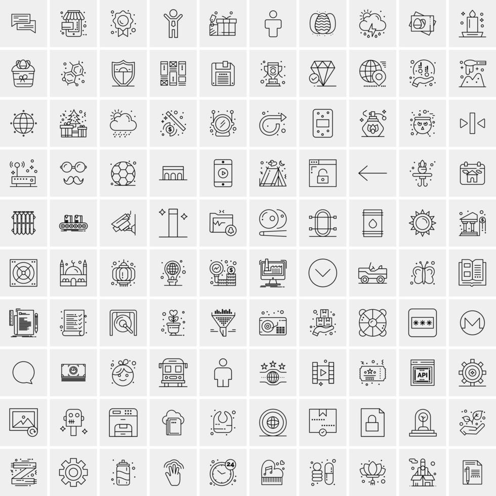 Pack of 100 Universal Line Icons for Mobile and Web vector