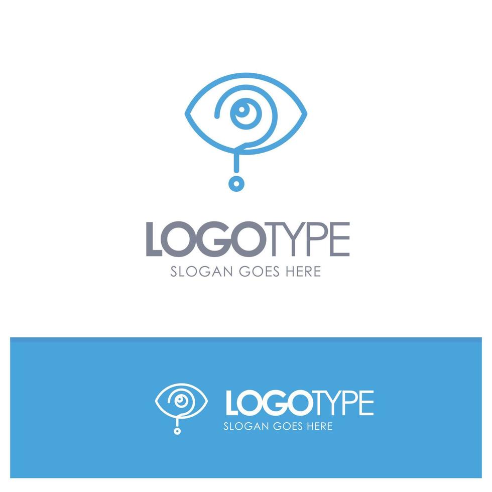 Curious Exclamation Eye Knowledge Mark Blue outLine Logo with place for tagline vector