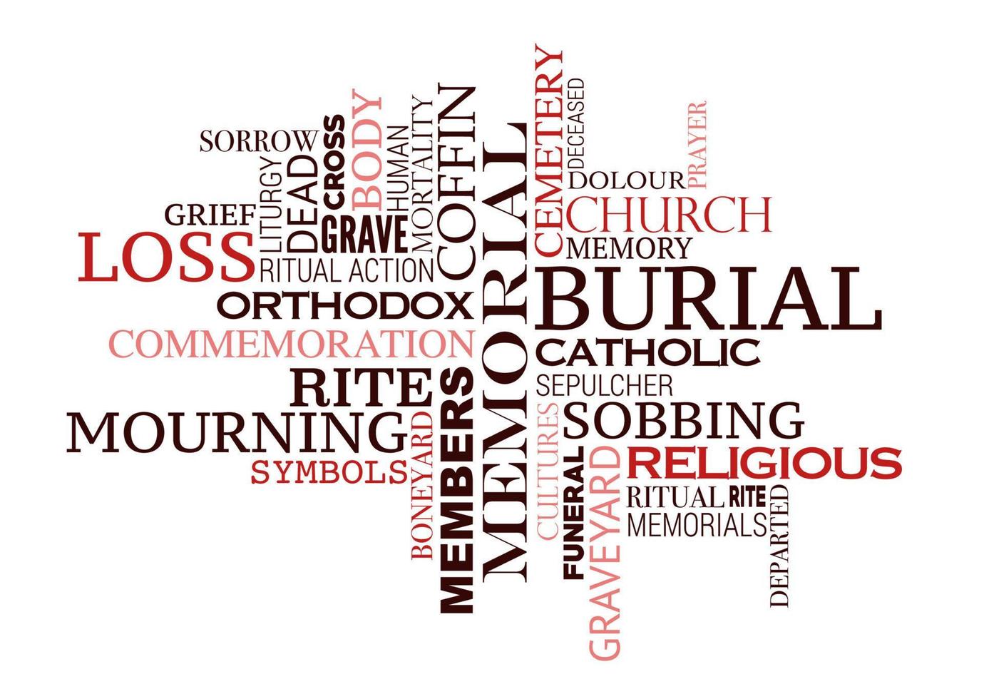 Funeral or burial ceremony word cloud design vector