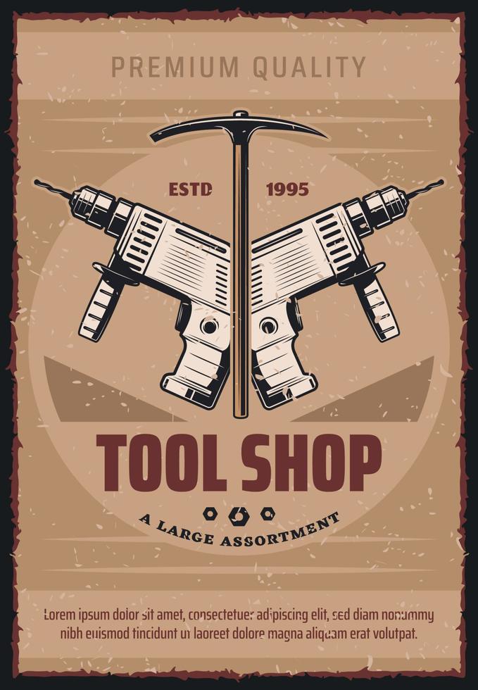 Vector retro poster for tool shop