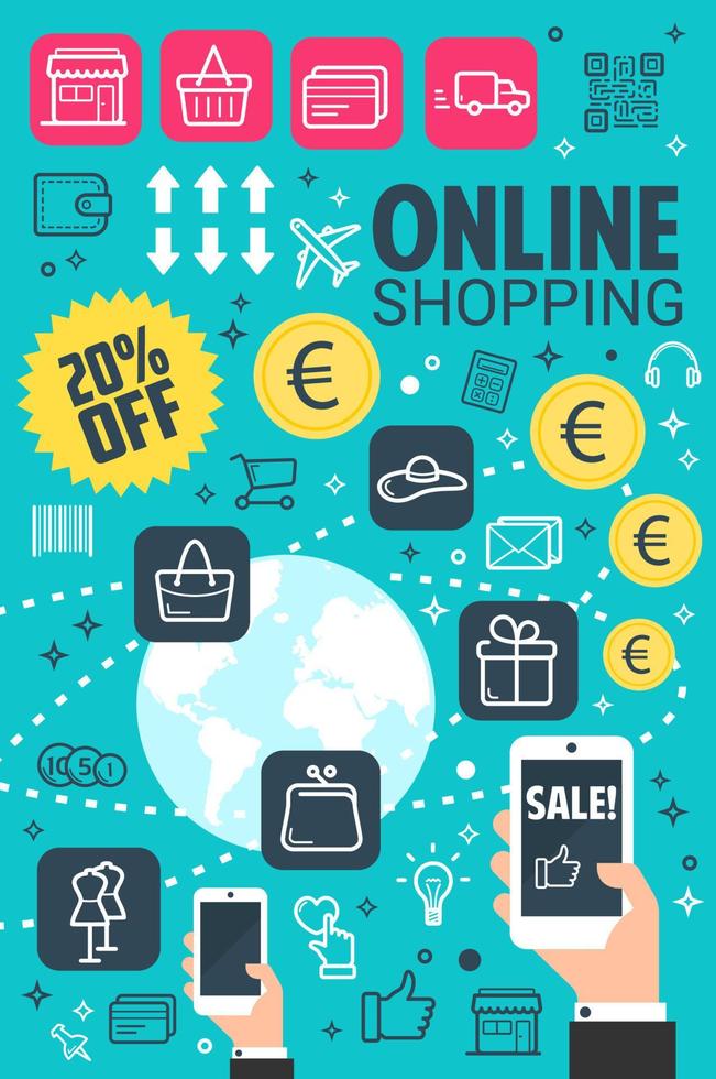 Vector internet online shopping poster