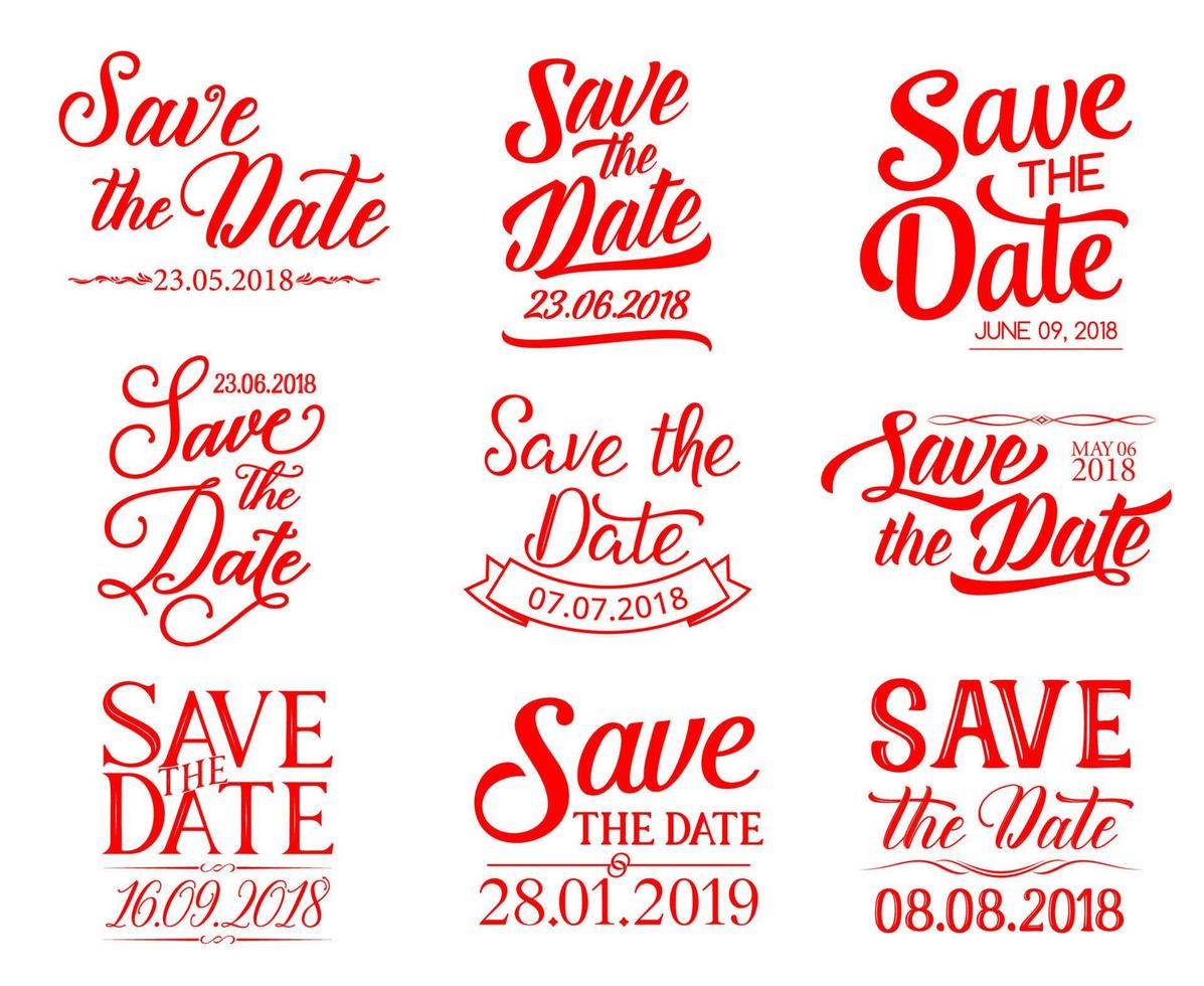 Save the Date lettering for wedding invitation vector