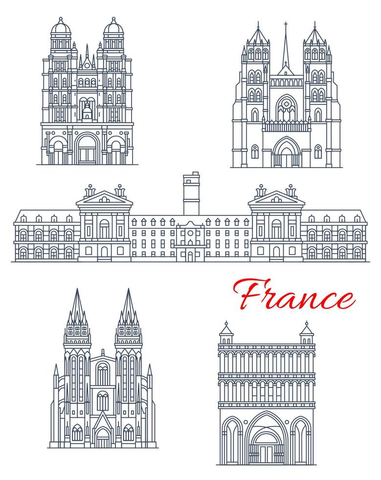 Travel landmark of France architecture icon vector