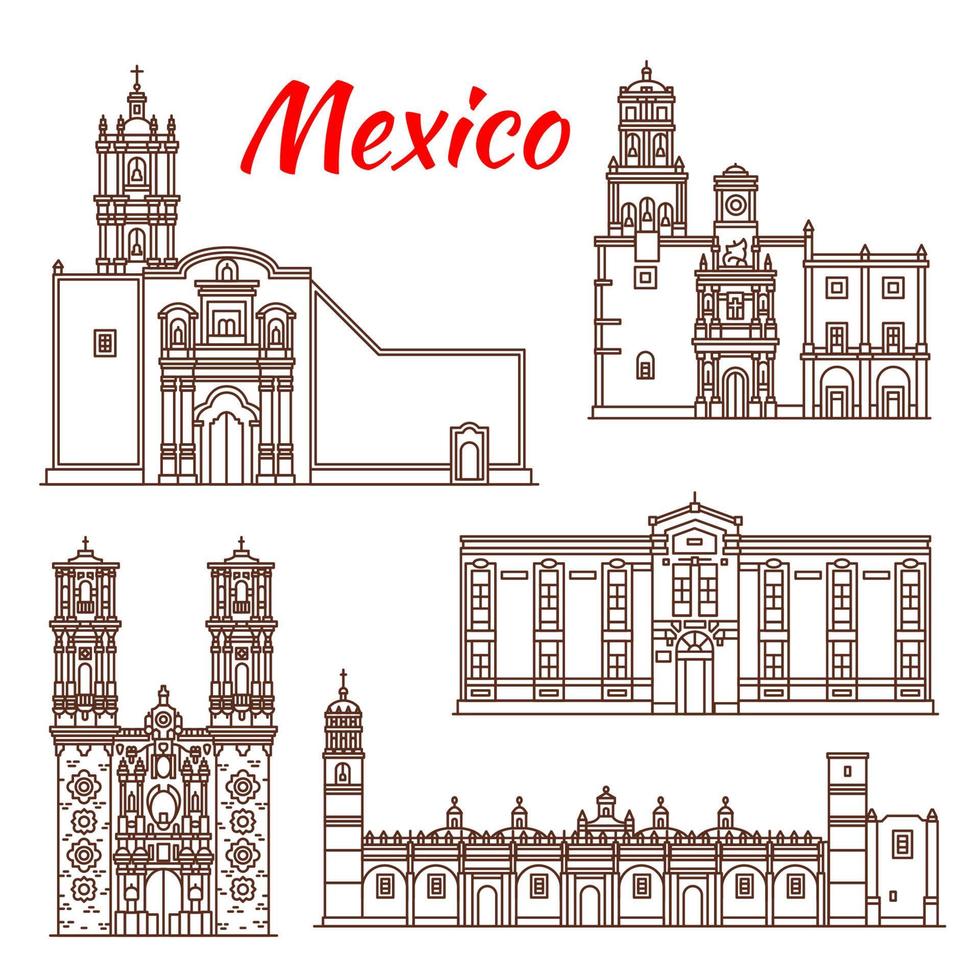 icono de punto de referencia de viaje mexicano para diseño de turismo vector