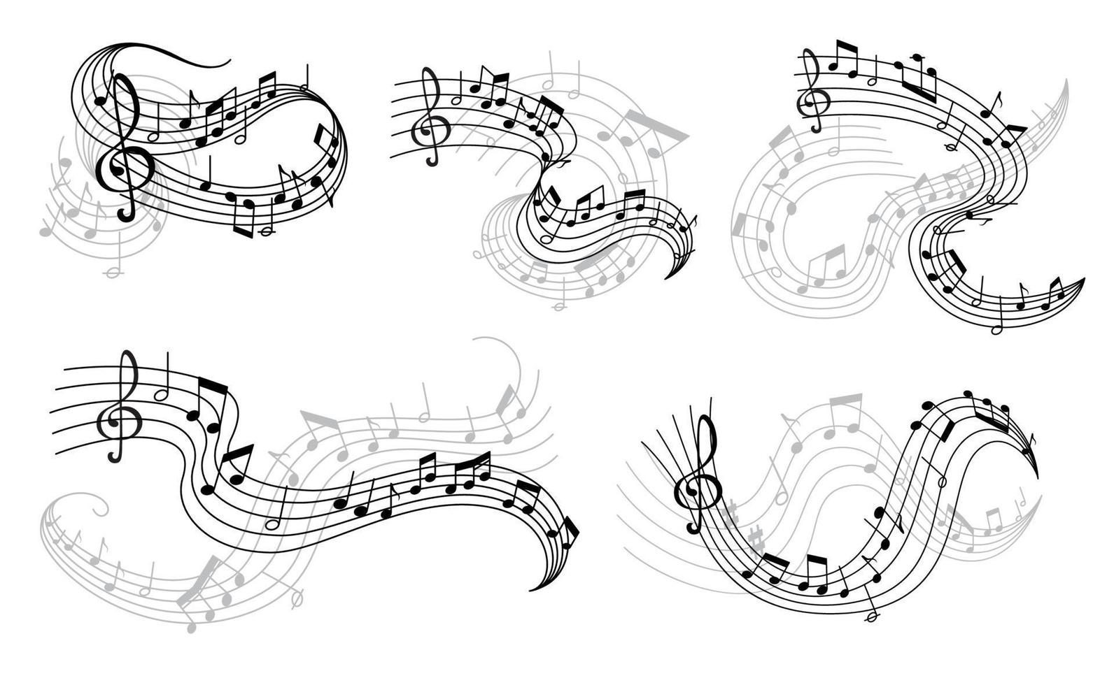 notas musicales vectoriales en los iconos del personal vector