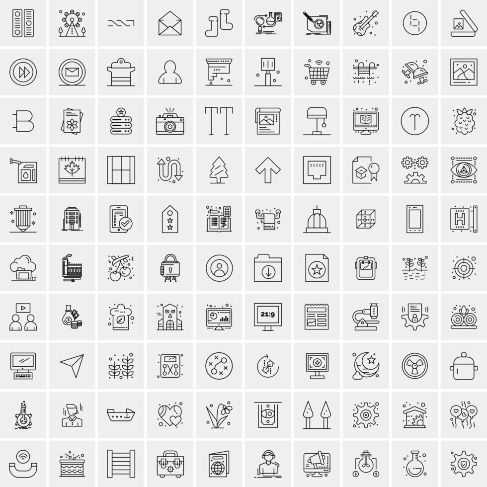 conjunto de 100 iconos de línea de negocios creativos vector