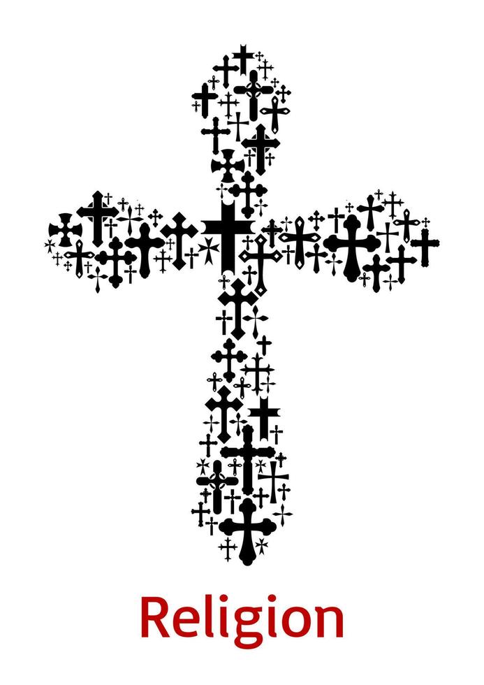 Crucifix cross religion symbol vector icon