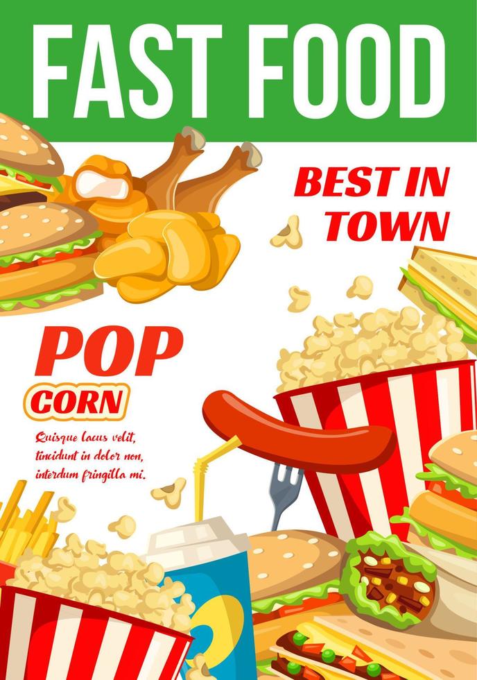 Vector fast food restaurant or bistro poster