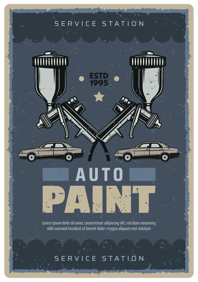 Vector retro poster for car paint service