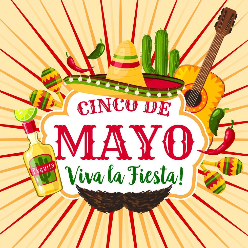 cartel de saludo de vacaciones mexicanas de cinco de mayo vector