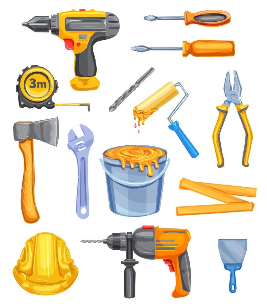 Repair tool and equipment watercolor icon design vector