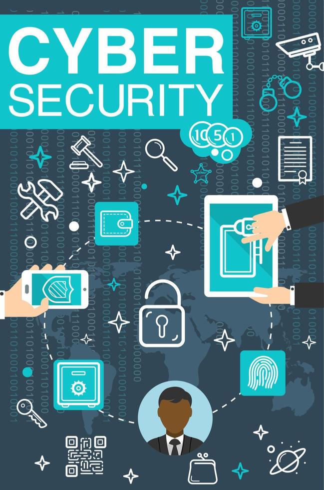 Vector poster of online cyber security