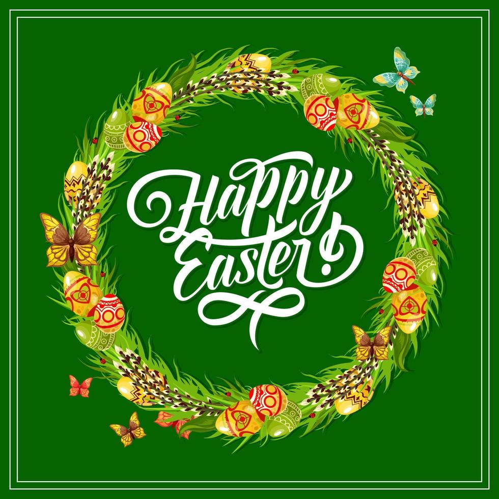Easter egg frame greeting card for spring holiday vector