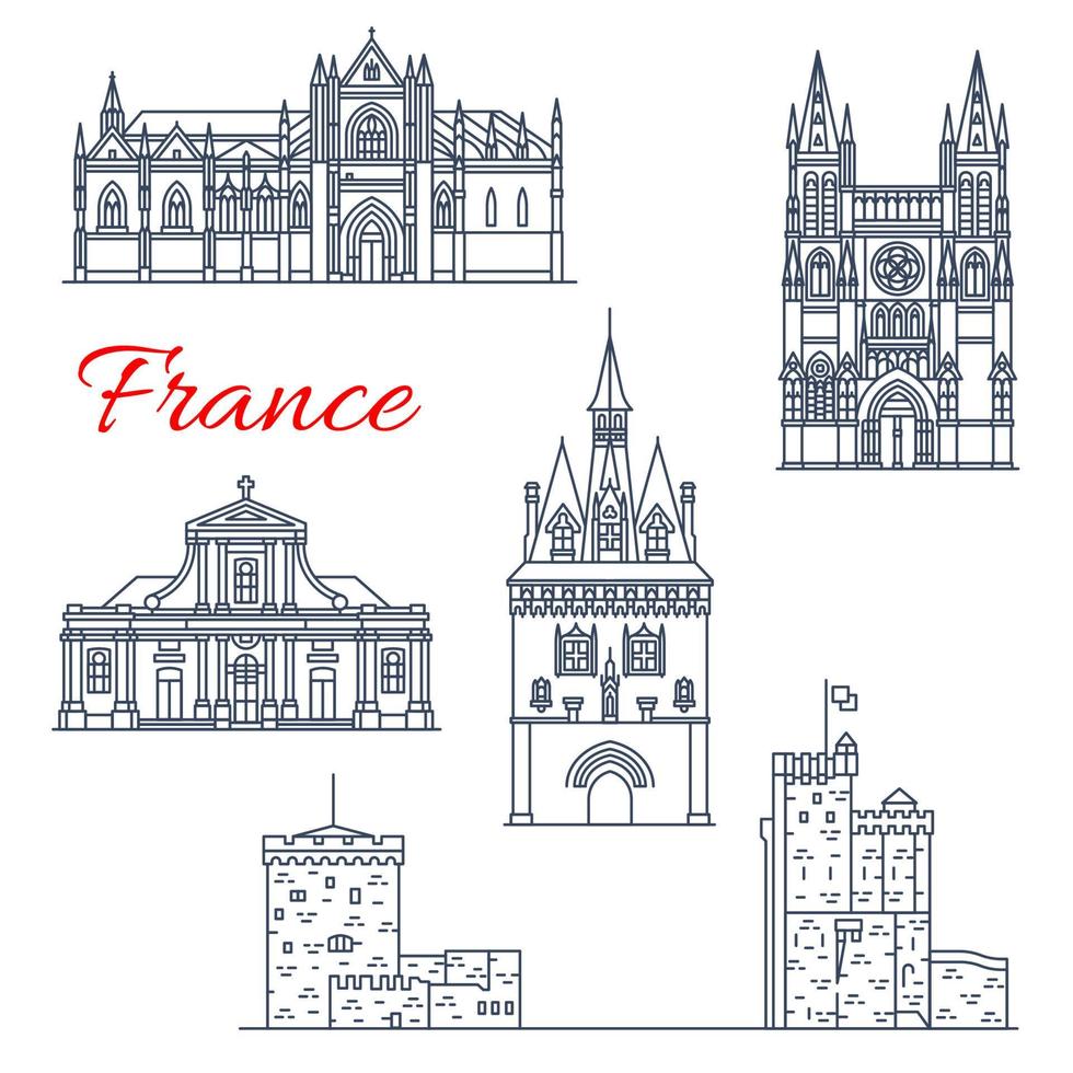 France travel vector Bordeaux architecture icons